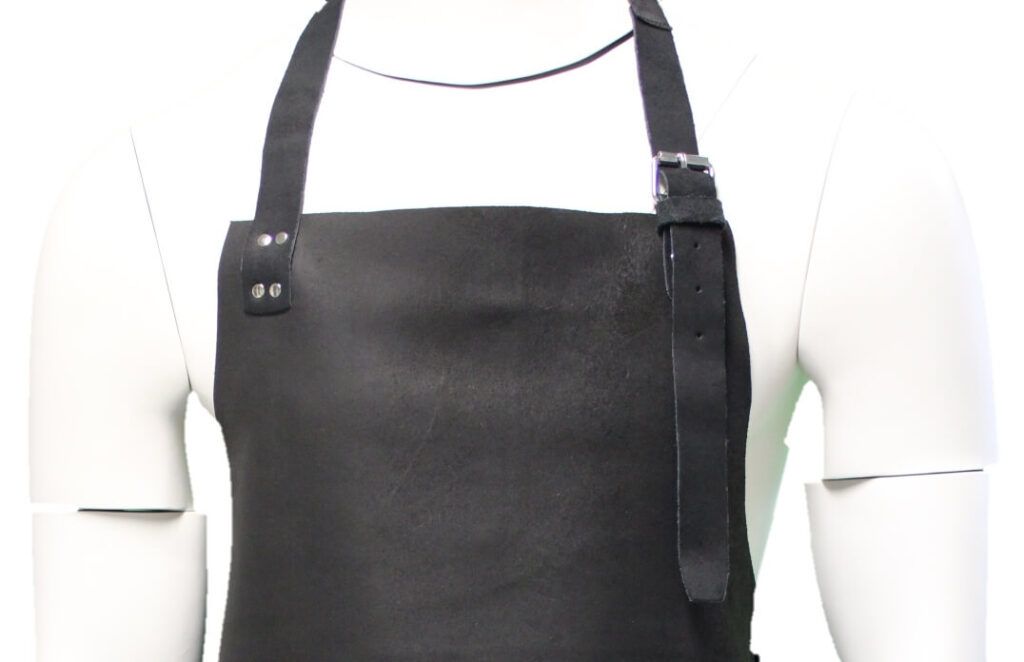 Zwart leren BBQ schort bovenkant