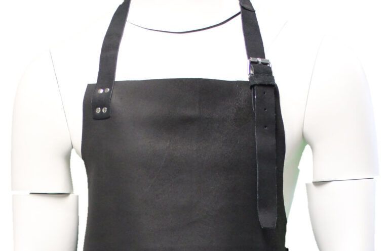Zwart leren BBQ schort bovenkant