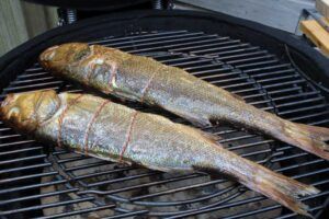 Warm gerookte zeebaars bbq