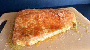 zalm in kwasten met dressing