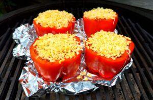 gevulde paprika's op de bbq