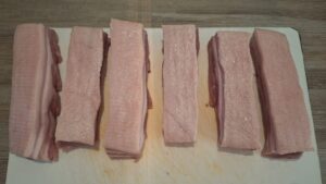 buikspek snijden in repen