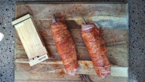 dry rub strooien en temperatuur meter erin
