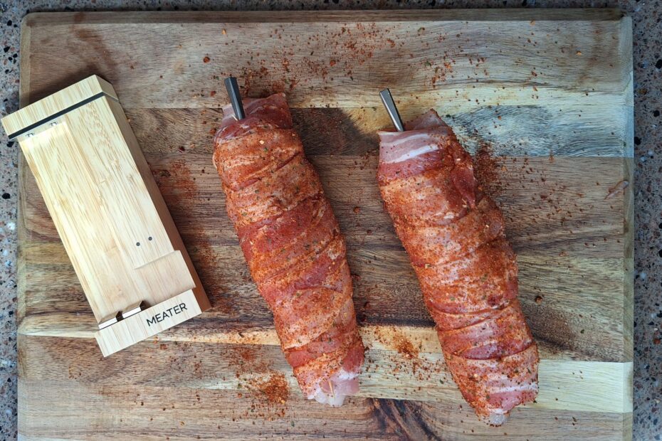 dry rub strooien en temperatuur meter erin