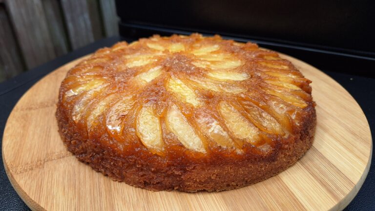 perzik upside down cake uit de skillet