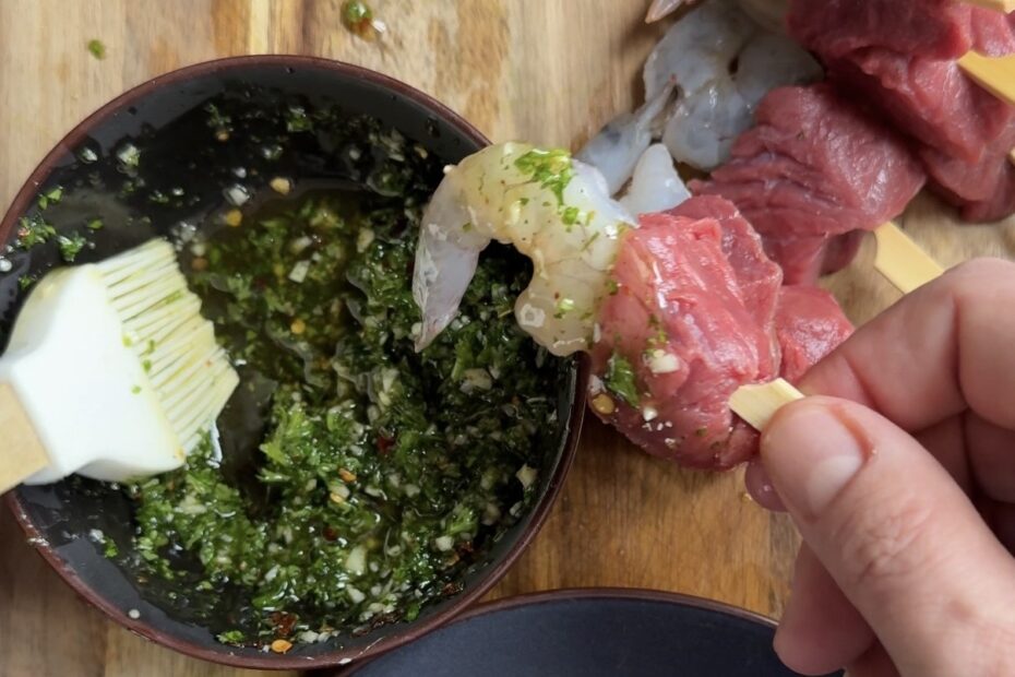 Surf & Turf party spiesjes 9 kwasten van de spiesjes en marineren